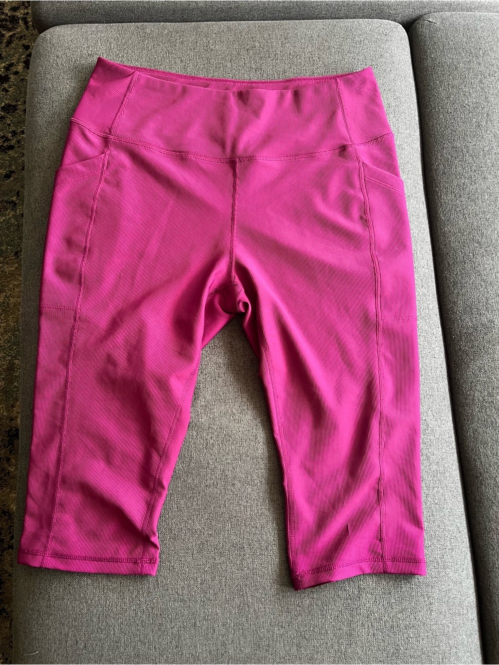 32 Degrees Cool Ribbed Crop Leggings XXL Magenta Pink Pockets